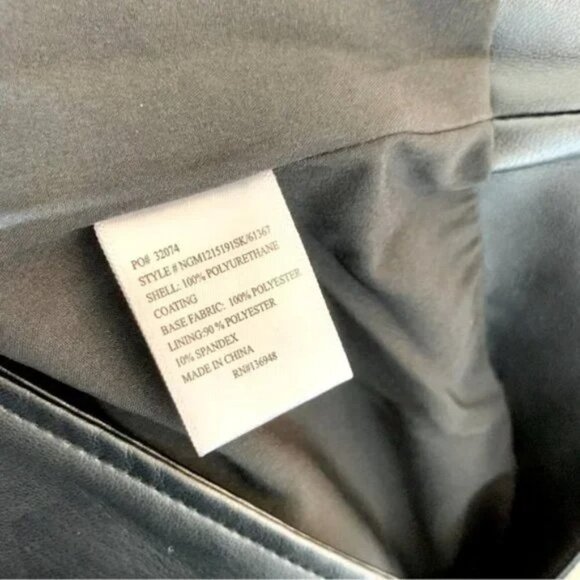 🍂 🍁 Black Leather Floral Leaves Embroidered Pencil Skirt with Center Slit - Picture 14 of 15